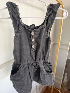 Little Bipsy charcoal denim flutter sleeve dress